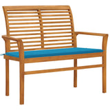 NNEVL Garden Bench with Blue Cushion 112 cm Solid Teak Wood