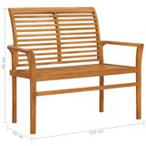 NNEVL Garden Bench with Blue Cushion 112 cm Solid Teak Wood