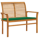 NNEVL Garden Bench with Green Cushion 112 cm Solid Teak Wood
