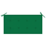 NNEVL Garden Bench with Green Cushion 112 cm Solid Teak Wood