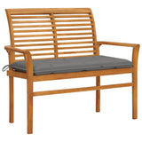 NNEVL Garden Bench with Grey Cushion 112 cm Solid Teak Wood