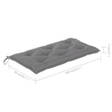 NNEVL Garden Bench with Grey Cushion 112 cm Solid Teak Wood