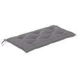 NNEVL Garden Bench with Grey Cushion 112 cm Solid Teak Wood