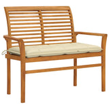 NNEVL Garden Bench with Cream White Cushion 112 cm Solid Teak Wood