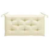 NNEVL Garden Bench with Cream White Cushion 112 cm Solid Teak Wood