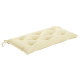 NNEVL Garden Bench with Cream White Cushion 112 cm Solid Teak Wood