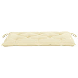 NNEVL Garden Bench with Cream White Cushion 112 cm Solid Teak Wood
