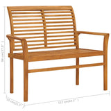 NNEVL Garden Bench with Cream White Cushion 112 cm Solid Teak Wood