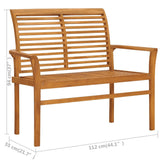 NNEVL Garden Bench with Beige Cushion 112 cm Solid Teak Wood