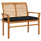 NNEVL Garden Bench with Black Cushion 112 cm Solid Teak Wood