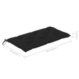 NNEVL Garden Bench with Black Cushion 112 cm Solid Teak Wood