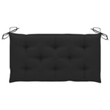 NNEVL Garden Bench with Black Cushion 112 cm Solid Teak Wood