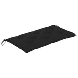 NNEVL Garden Bench with Black Cushion 112 cm Solid Teak Wood