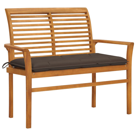 NNEVL Garden Bench with Taupe Cushion 112 cm Solid Teak Wood