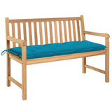 NNEVL Garden Bench with Light Blue Cushion 120 cm Solid Teak Wood