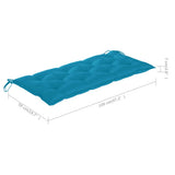 NNEVL Garden Bench with Light Blue Cushion 120 cm Solid Teak Wood