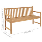 NNEVL Garden Bench with Wine Red Cushion 150 cm Solid Teak Wood