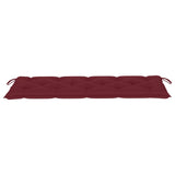 NNEVL Garden Bench with Wine Red Cushion 150 cm Solid Teak Wood