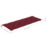 NNEVL Garden Bench with Wine Red Cushion 150 cm Solid Teak Wood