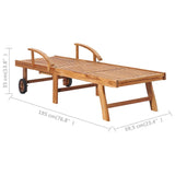 NNEVL Sun Lounger with Cream Cushion Solid Teak Wood