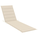 NNEVL Sun Lounger with Cream Cushion Solid Teak Wood