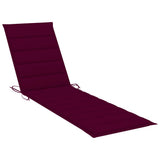 NNEVL Sun Lounger with Wine Red Cushion Solid Teak Wood