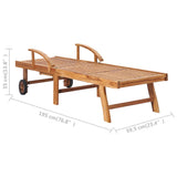 NNEVL Sun Lounger with Table and Cushion Solid Teak Wood