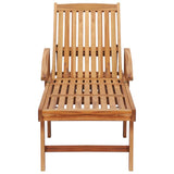 NNEVL Sun Lounger with Table and Cushion Solid Teak Wood