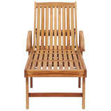 NNEVL Sun Lounger with Table and Cushion Solid Teak Wood