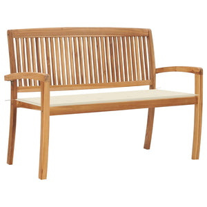 NNEVL Stacking Garden Bench with Cushion 128.5 cm Solid Teak Wood