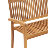 NNEVL Stacking Garden Bench with Cushion 128.5 cm Solid Teak Wood