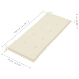 NNEVL Stacking Garden Bench with Cushion 128.5 cm Solid Teak Wood