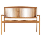 NNEVL Stacking Garden Bench with Cushion 128.5 cm Solid Teak Wood