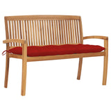 NNEVL Stacking Garden Bench with Cushion 128.5 cm Solid Teak Wood