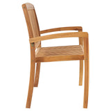 NNEVL Stacking Garden Bench with Cushion 128.5 cm Solid Teak Wood