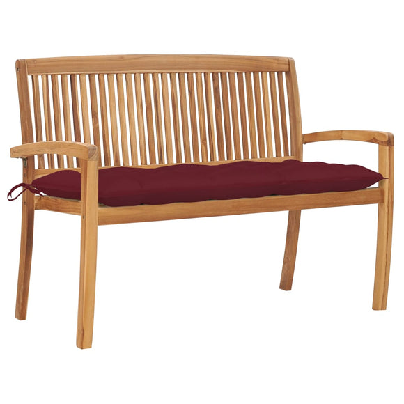 NNEVL Stacking Garden Bench with Cushion 128.5 cm Solid Teak Wood