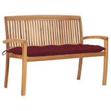 NNEVL Stacking Garden Bench with Cushion 128.5 cm Solid Teak Wood