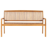 NNEVL Stacking Garden Bench with Cushion 159 cm Solid Teak Wood