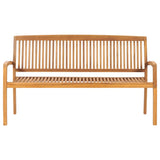 NNEVL Stacking Garden Bench with Cushion 159 cm Solid Teak Wood