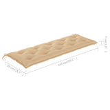 NNEVL Stacking Garden Bench with Cushion 159 cm Solid Teak Wood