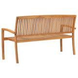 NNEVL Stacking Garden Bench with Cushion 159 cm Solid Teak Wood