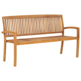 NNEVL Stacking Garden Bench with Cushion 159 cm Solid Teak Wood