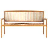 NNEVL Stacking Garden Bench with Cushion 159 cm Solid Teak Wood