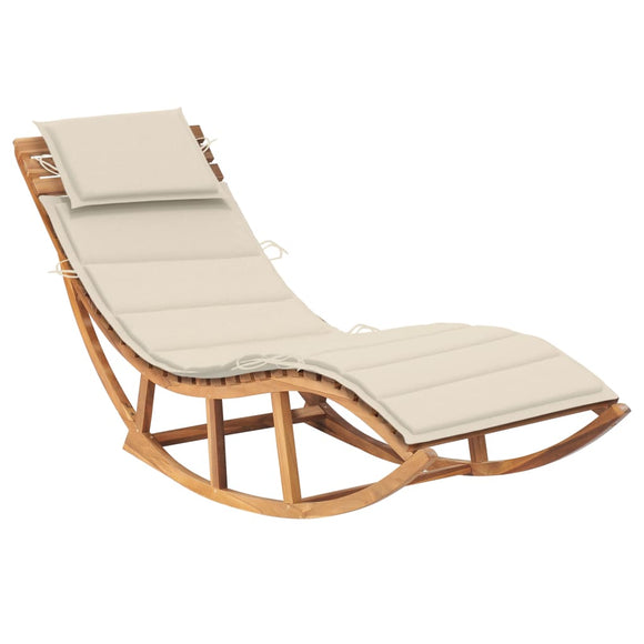 NNEVL Rocking Sun Lounger with Cushion Solid Teak Wood