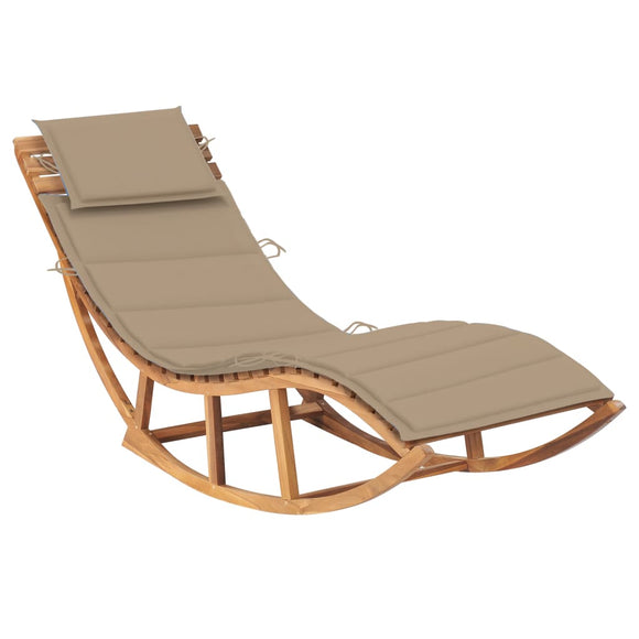 NNEVL Rocking Sun Lounger with Cushion Solid Teak Wood