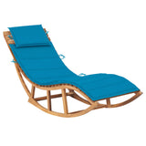 NNEVL Rocking Sun Lounger with Cushion Solid Teak Wood