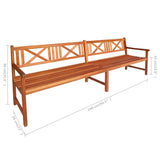 NNEVL Garden Bench with Cushions 240 cm Solid Acacia Wood