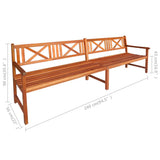 NNEVL Garden Bench with Cushions 240 cm Solid Acacia Wood