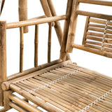 NNEVL 2-Seater Swing Bench with Palm Leaves and Cushion 202 cm Bamboo
