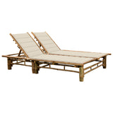 NNEVL 2-Person Sun Lounger with Cushions Bamboo